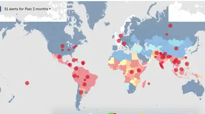 World map plotting dengue cases
